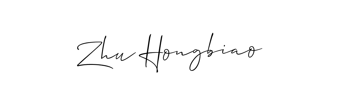 The best way (Allison_Script) to make a short signature is to pick only two or three words in your name. The name Zhu Hongbiao include a total of six letters. For converting this name. Zhu Hongbiao signature style 2 images and pictures png