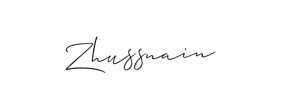 Allison_Script is a professional signature style that is perfect for those who want to add a touch of class to their signature. It is also a great choice for those who want to make their signature more unique. Get Zhussnain name to fancy signature for free. Zhussnain signature style 2 images and pictures png
