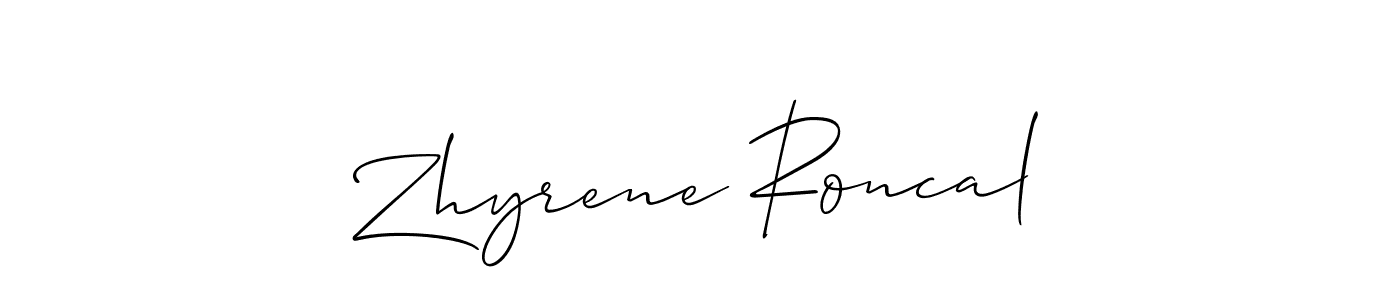 Make a beautiful signature design for name Zhyrene Roncal. With this signature (Allison_Script) style, you can create a handwritten signature for free. Zhyrene Roncal signature style 2 images and pictures png