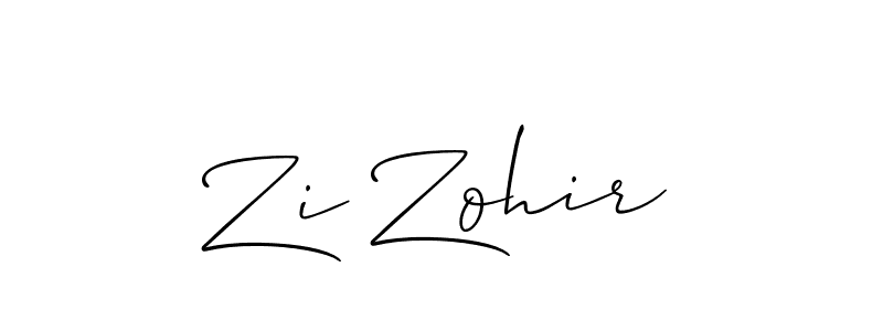 You should practise on your own different ways (Allison_Script) to write your name (Zi Zohir) in signature. don't let someone else do it for you. Zi Zohir signature style 2 images and pictures png