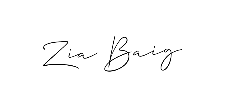 Make a beautiful signature design for name Zia Baig. With this signature (Allison_Script) style, you can create a handwritten signature for free. Zia Baig signature style 2 images and pictures png