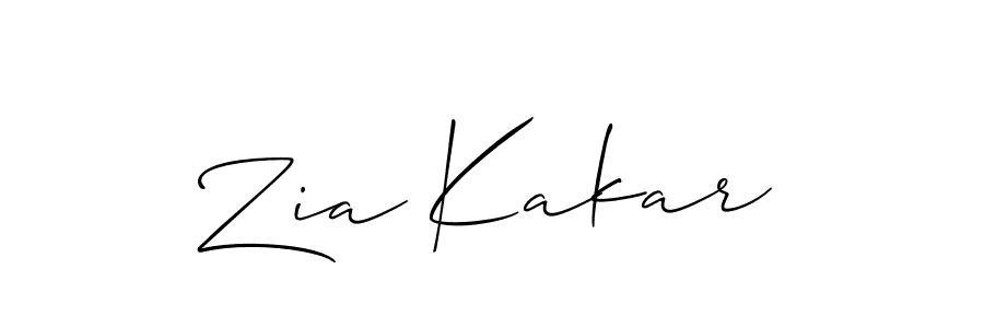 How to make Zia Kakar name signature. Use Allison_Script style for creating short signs online. This is the latest handwritten sign. Zia Kakar signature style 2 images and pictures png