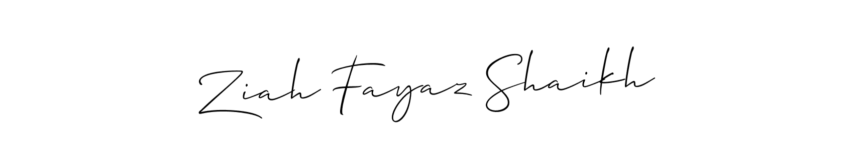 Ziah Fayaz Shaikh stylish signature style. Best Handwritten Sign (Allison_Script) for my name. Handwritten Signature Collection Ideas for my name Ziah Fayaz Shaikh. Ziah Fayaz Shaikh signature style 2 images and pictures png