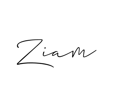 Make a beautiful signature design for name Ziam. With this signature (Allison_Script) style, you can create a handwritten signature for free. Ziam signature style 2 images and pictures png