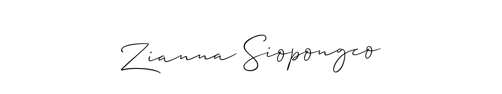 if you are searching for the best signature style for your name Zianna Siopongco. so please give up your signature search. here we have designed multiple signature styles  using Allison_Script. Zianna Siopongco signature style 2 images and pictures png