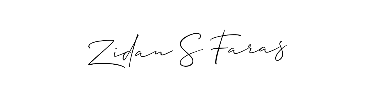 Make a beautiful signature design for name Zidan S Faras. With this signature (Allison_Script) style, you can create a handwritten signature for free. Zidan S Faras signature style 2 images and pictures png