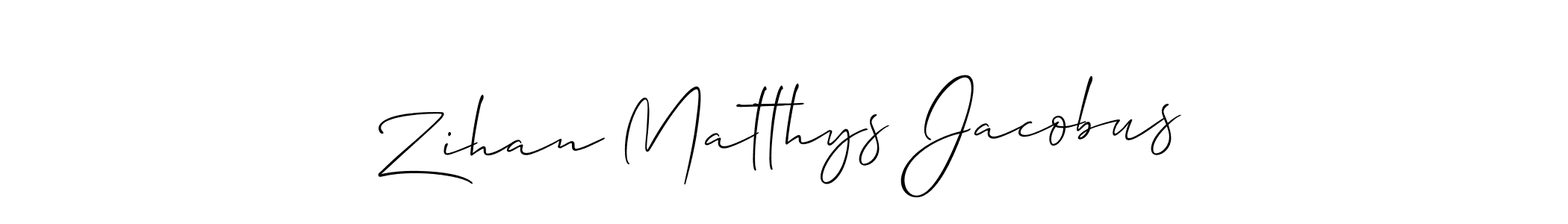 How to make Zihan Matthys Jacobus signature? Allison_Script is a professional autograph style. Create handwritten signature for Zihan Matthys Jacobus name. Zihan Matthys Jacobus signature style 2 images and pictures png
