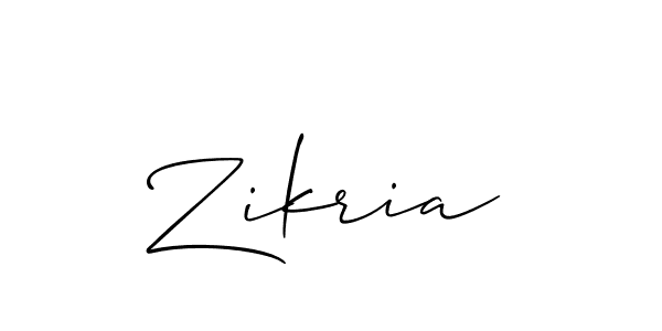 How to make Zikria signature? Allison_Script is a professional autograph style. Create handwritten signature for Zikria name. Zikria signature style 2 images and pictures png