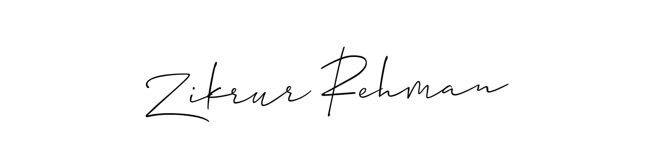 Use a signature maker to create a handwritten signature online. With this signature software, you can design (Allison_Script) your own signature for name Zikrur Rehman. Zikrur Rehman signature style 2 images and pictures png