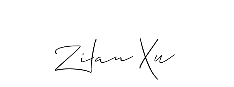 Create a beautiful signature design for name Zilan Xu. With this signature (Allison_Script) fonts, you can make a handwritten signature for free. Zilan Xu signature style 2 images and pictures png