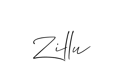 Create a beautiful signature design for name Zillu. With this signature (Allison_Script) fonts, you can make a handwritten signature for free. Zillu signature style 2 images and pictures png