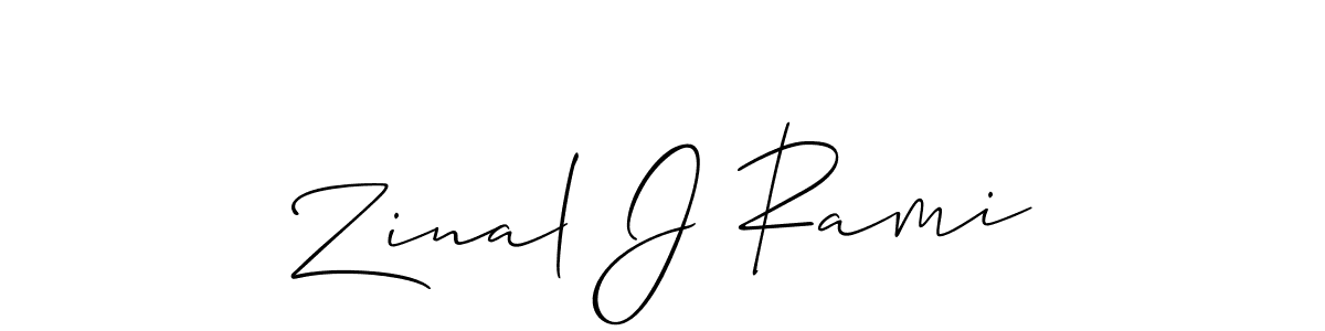 The best way (Allison_Script) to make a short signature is to pick only two or three words in your name. The name Zinal J Rami include a total of six letters. For converting this name. Zinal J Rami signature style 2 images and pictures png