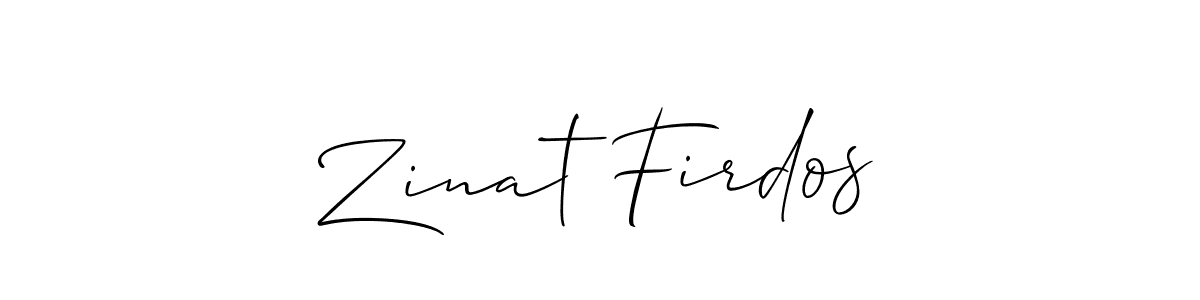 How to make Zinat Firdos name signature. Use Allison_Script style for creating short signs online. This is the latest handwritten sign. Zinat Firdos signature style 2 images and pictures png