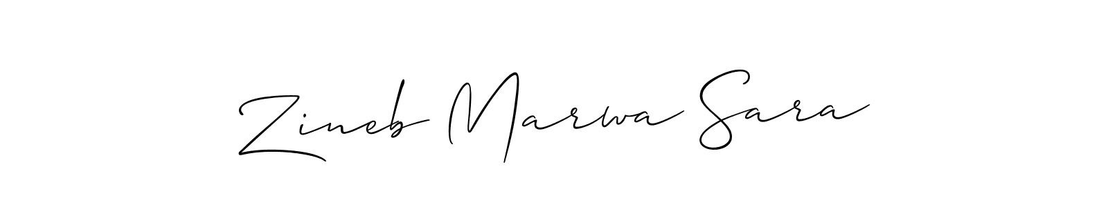Design your own signature with our free online signature maker. With this signature software, you can create a handwritten (Allison_Script) signature for name Zineb Marwa Sara. Zineb Marwa Sara signature style 2 images and pictures png