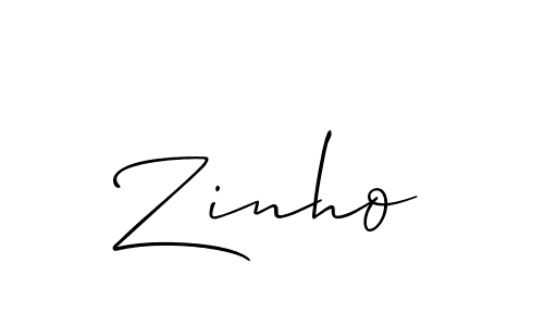 The best way (Allison_Script) to make a short signature is to pick only two or three words in your name. The name Zinho include a total of six letters. For converting this name. Zinho signature style 2 images and pictures png