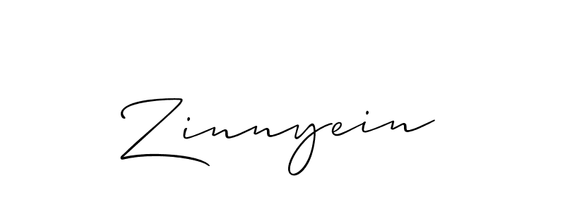 The best way (Allison_Script) to make a short signature is to pick only two or three words in your name. The name Zinnyein include a total of six letters. For converting this name. Zinnyein signature style 2 images and pictures png