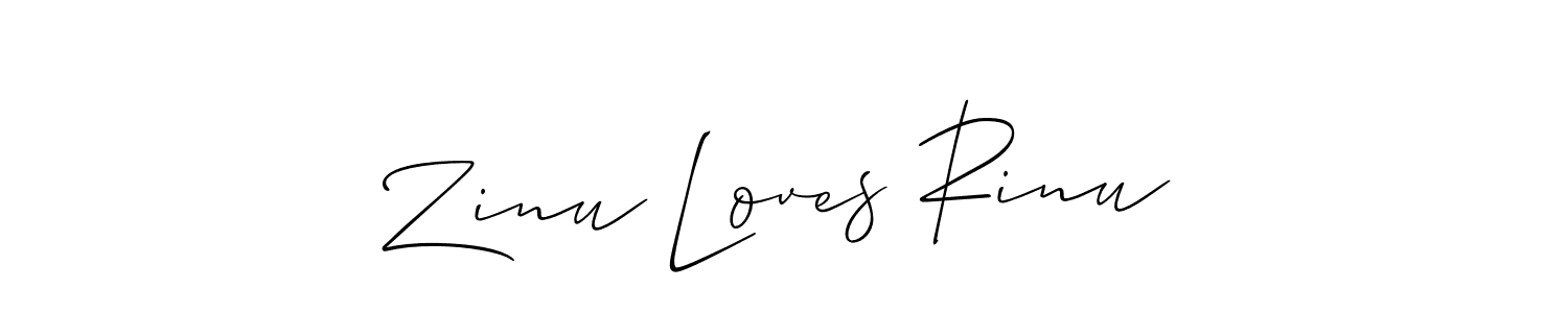 Also You can easily find your signature by using the search form. We will create Zinu Loves Rinu name handwritten signature images for you free of cost using Allison_Script sign style. Zinu Loves Rinu signature style 2 images and pictures png