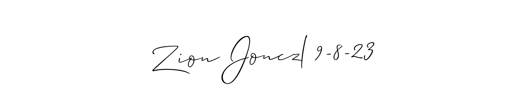 Make a beautiful signature design for name Zion Jonczl 9-8-23. With this signature (Allison_Script) style, you can create a handwritten signature for free. Zion Jonczl 9-8-23 signature style 2 images and pictures png