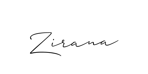 Design your own signature with our free online signature maker. With this signature software, you can create a handwritten (Allison_Script) signature for name Zirana. Zirana signature style 2 images and pictures png