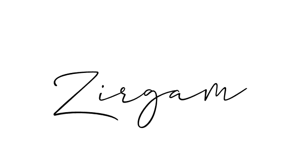 Use a signature maker to create a handwritten signature online. With this signature software, you can design (Allison_Script) your own signature for name Zirgam. Zirgam signature style 2 images and pictures png