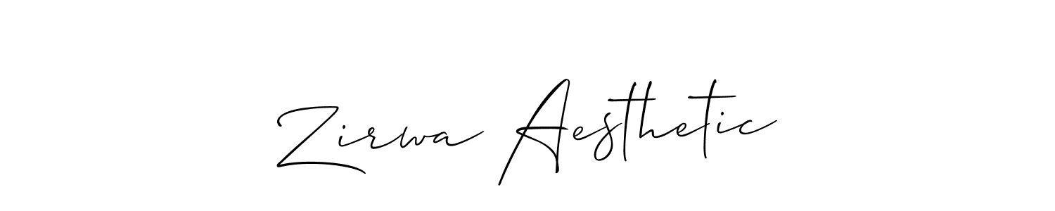Make a beautiful signature design for name Zirwa Aesthetic. With this signature (Allison_Script) style, you can create a handwritten signature for free. Zirwa Aesthetic signature style 2 images and pictures png