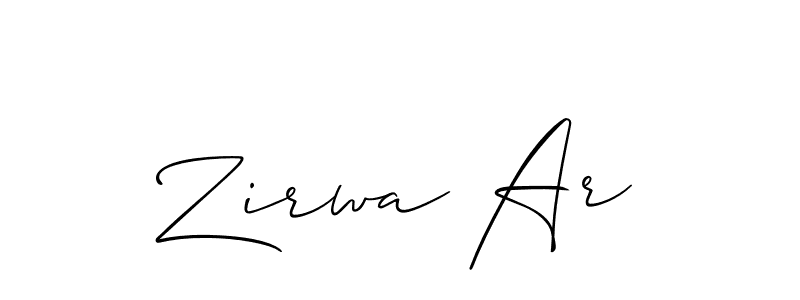 Also You can easily find your signature by using the search form. We will create Zirwa Ar name handwritten signature images for you free of cost using Allison_Script sign style. Zirwa Ar signature style 2 images and pictures png