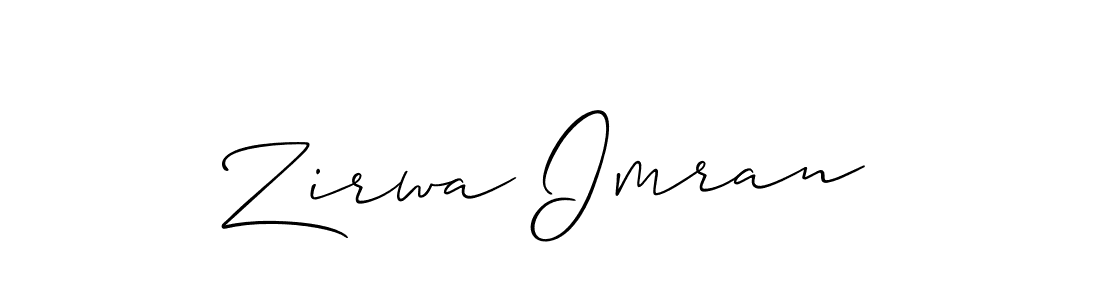 Make a beautiful signature design for name Zirwa Imran. With this signature (Allison_Script) style, you can create a handwritten signature for free. Zirwa Imran signature style 2 images and pictures png