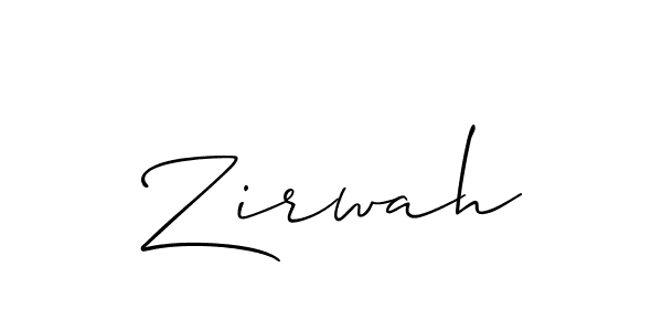 Make a beautiful signature design for name Zirwah. With this signature (Allison_Script) style, you can create a handwritten signature for free. Zirwah signature style 2 images and pictures png