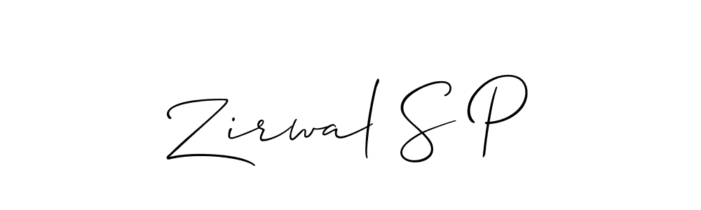 How to make Zirwal S P name signature. Use Allison_Script style for creating short signs online. This is the latest handwritten sign. Zirwal S P signature style 2 images and pictures png