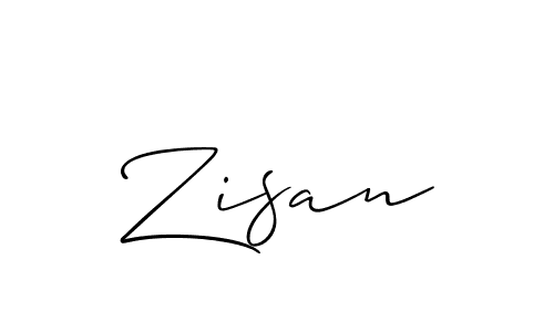 Design your own signature with our free online signature maker. With this signature software, you can create a handwritten (Allison_Script) signature for name Zisan. Zisan signature style 2 images and pictures png