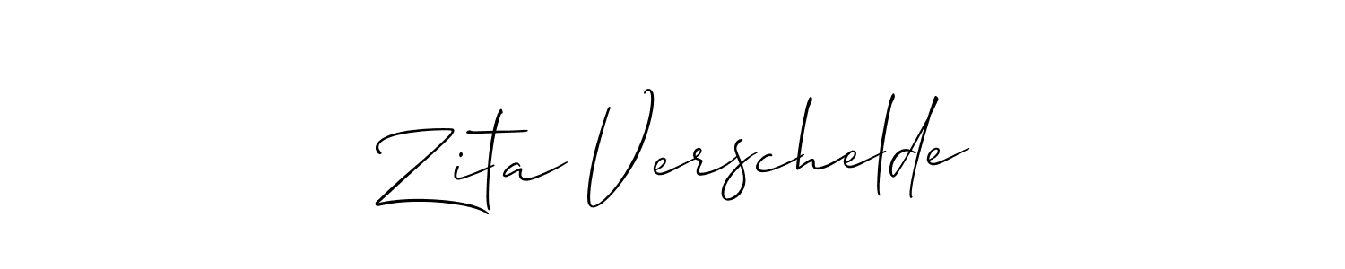 How to make Zita Verschelde name signature. Use Allison_Script style for creating short signs online. This is the latest handwritten sign. Zita Verschelde signature style 2 images and pictures png