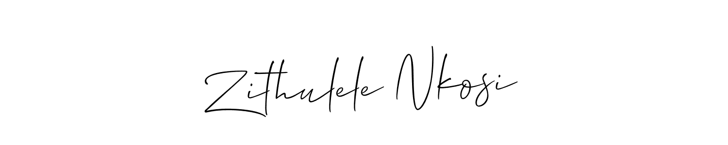 The best way (Allison_Script) to make a short signature is to pick only two or three words in your name. The name Zithulele Nkosi include a total of six letters. For converting this name. Zithulele Nkosi signature style 2 images and pictures png