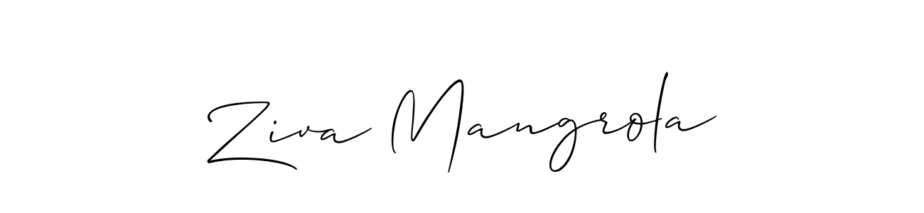 Also You can easily find your signature by using the search form. We will create Ziva Mangrola name handwritten signature images for you free of cost using Allison_Script sign style. Ziva Mangrola signature style 2 images and pictures png