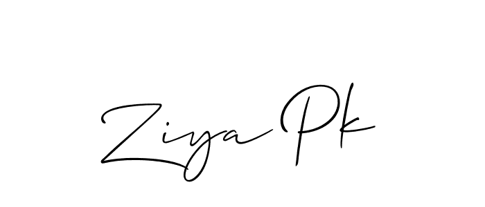 How to make Ziya Pk name signature. Use Allison_Script style for creating short signs online. This is the latest handwritten sign. Ziya Pk signature style 2 images and pictures png