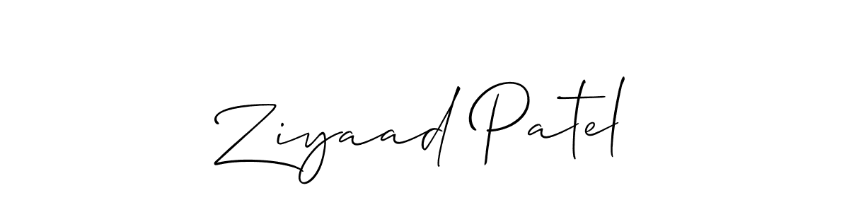 How to make Ziyaad Patel name signature. Use Allison_Script style for creating short signs online. This is the latest handwritten sign. Ziyaad Patel signature style 2 images and pictures png