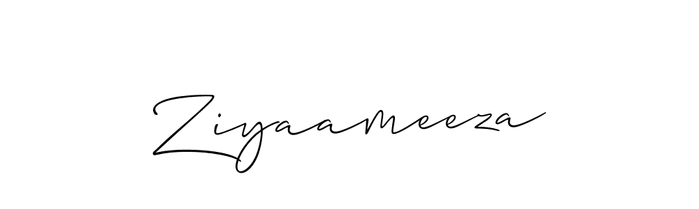 Make a beautiful signature design for name Ziyaameeza. With this signature (Allison_Script) style, you can create a handwritten signature for free. Ziyaameeza signature style 2 images and pictures png