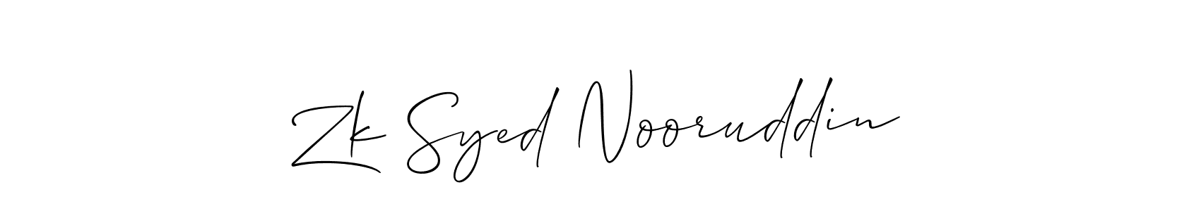 Zk Syed Nooruddin stylish signature style. Best Handwritten Sign (Allison_Script) for my name. Handwritten Signature Collection Ideas for my name Zk Syed Nooruddin. Zk Syed Nooruddin signature style 2 images and pictures png