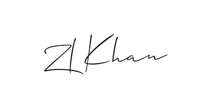Zl Khan stylish signature style. Best Handwritten Sign (Allison_Script) for my name. Handwritten Signature Collection Ideas for my name Zl Khan. Zl Khan signature style 2 images and pictures png