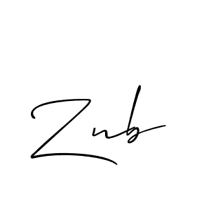 Design your own signature with our free online signature maker. With this signature software, you can create a handwritten (Allison_Script) signature for name Znb. Znb signature style 2 images and pictures png