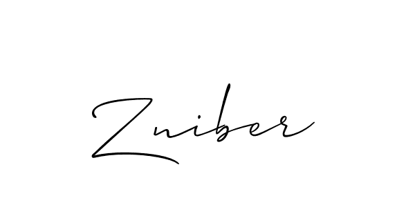 Make a beautiful signature design for name Zniber. With this signature (Allison_Script) style, you can create a handwritten signature for free. Zniber signature style 2 images and pictures png