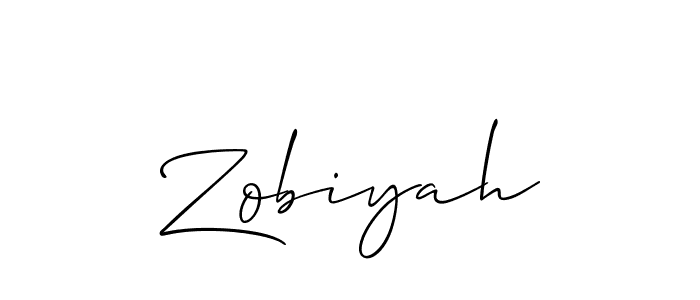 Use a signature maker to create a handwritten signature online. With this signature software, you can design (Allison_Script) your own signature for name Zobiyah. Zobiyah signature style 2 images and pictures png