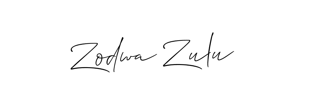 How to make Zodwa Zulu name signature. Use Allison_Script style for creating short signs online. This is the latest handwritten sign. Zodwa Zulu signature style 2 images and pictures png