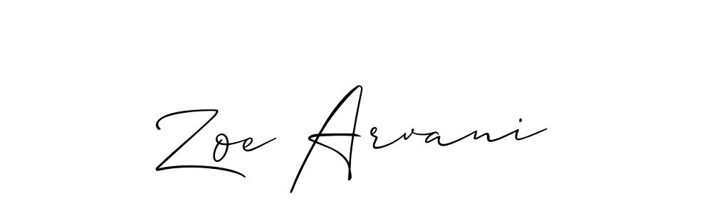 Make a beautiful signature design for name Zoe Arvani. With this signature (Allison_Script) style, you can create a handwritten signature for free. Zoe Arvani signature style 2 images and pictures png