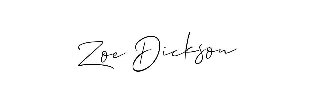 The best way (Allison_Script) to make a short signature is to pick only two or three words in your name. The name Zoe Dickson include a total of six letters. For converting this name. Zoe Dickson signature style 2 images and pictures png