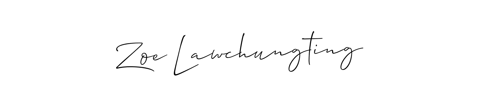 Use a signature maker to create a handwritten signature online. With this signature software, you can design (Allison_Script) your own signature for name Zoe Lawchungting. Zoe Lawchungting signature style 2 images and pictures png