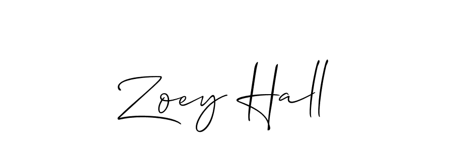 Make a beautiful signature design for name Zoey Hall. With this signature (Allison_Script) style, you can create a handwritten signature for free. Zoey Hall signature style 2 images and pictures png