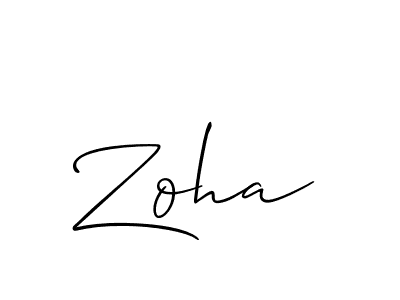 Create a beautiful signature design for name Zoha. With this signature (Allison_Script) fonts, you can make a handwritten signature for free. Zoha signature style 2 images and pictures png