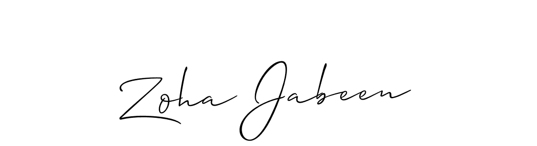 Use a signature maker to create a handwritten signature online. With this signature software, you can design (Allison_Script) your own signature for name Zoha Jabeen. Zoha Jabeen signature style 2 images and pictures png