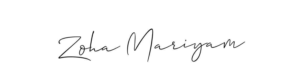 Create a beautiful signature design for name Zoha Mariyam. With this signature (Allison_Script) fonts, you can make a handwritten signature for free. Zoha Mariyam signature style 2 images and pictures png