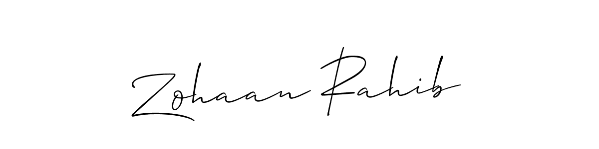 The best way (Allison_Script) to make a short signature is to pick only two or three words in your name. The name Zohaan Rahib include a total of six letters. For converting this name. Zohaan Rahib signature style 2 images and pictures png